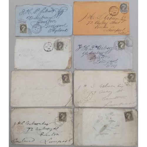 503 - 1872-1896 5c & 6c RATE ACCUMULATION: A bundle of envs. (mixed condition) mainly posted from Montreal... 