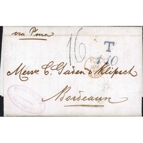 529 - TAX MARKS ON MAIL TO FRANCE; Range on annotated leaves with 1876/79 EL to Bordeaux with 