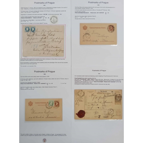 553 - POSTMARKS OF PRAGUE - 1851-1918: A full box file containing a well written-up chronological study of... 