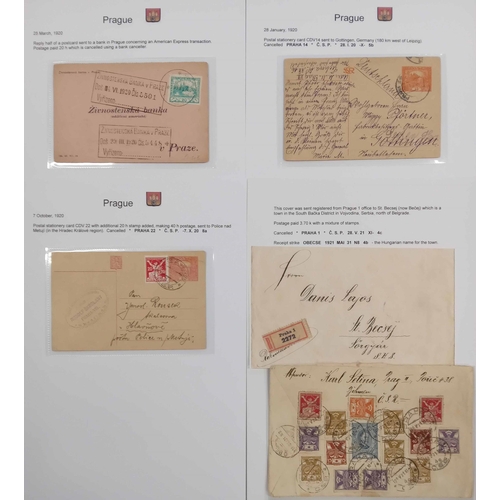 555 - POSTMARKS OF PRAGUE - 1920-1945: A full box file containing a well written-up selection of the postm... 