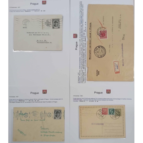 555 - POSTMARKS OF PRAGUE - 1920-1945: A full box file containing a well written-up selection of the postm... 