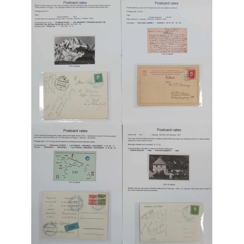 562 - POSTCARD POSTAGE RATES - 1935 -1939: A full box file containing a well written-up study demonstratin... 