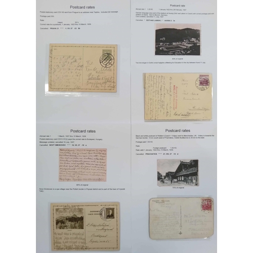 562 - POSTCARD POSTAGE RATES - 1935 -1939: A full box file containing a well written-up study demonstratin... 