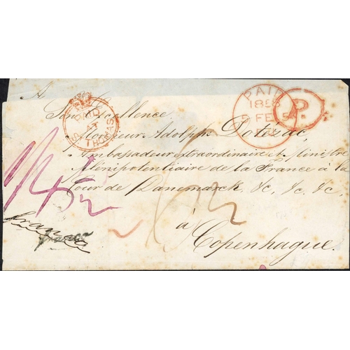 567 - BRITISH P.O. IN ST THOMAS; Range on annotated leaves inc. 1813 EL to Tortola datelined at Thomas and... 