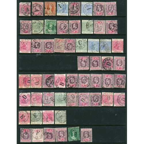 57 - EARLY GRENADA & BERMUDA: QV-KEVII duplicated used ranges on stock sheets, the Grenada being an 1870-... 