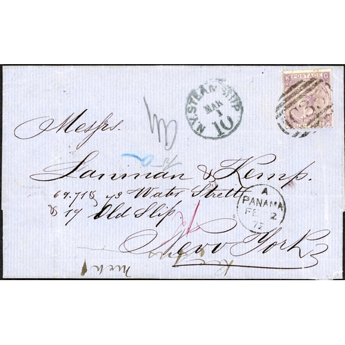 573 - 19th CENTURY MAIL; Trio with 1862 unpaid env. to USA with Guayaquil d.s. on rear with 