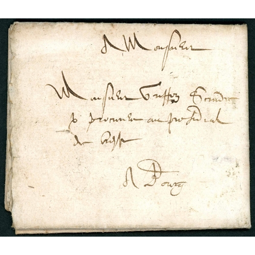 585 - MAIL CARRIED BY A LOCAL MESSENGER; 5 Dec. 1628 EL (slight toning in places) to Bourg-en-Bresse ex Di... 