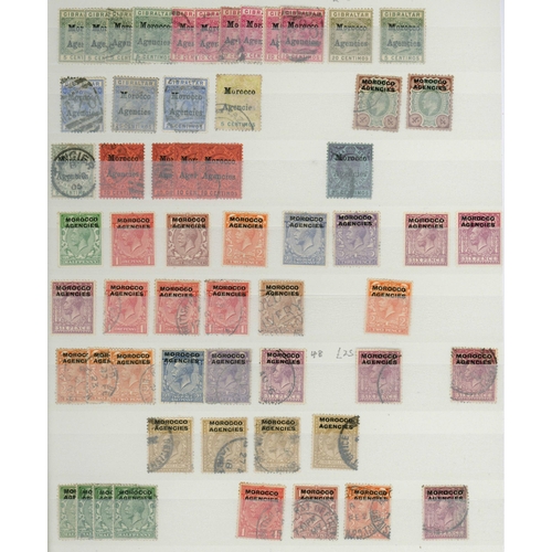 60 - GB OVERPRINTS: Stockbook and large packet with duplicated mint & used accumulation of overprints on ... 