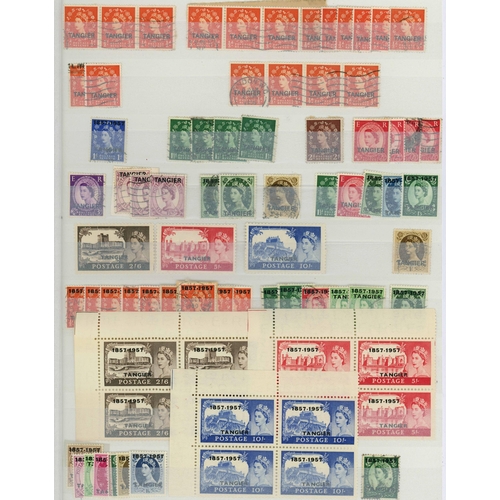 60 - GB OVERPRINTS: Stockbook and large packet with duplicated mint & used accumulation of overprints on ... 