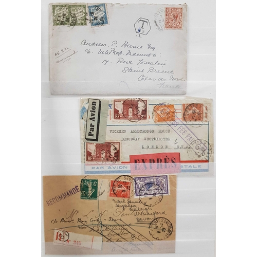 601 - DIVERSE GROUP OF COVERS IN STOCK BOOK: 1845-1950s: Includes 1845 pre-stamp, 1863 to London with 80c ... 