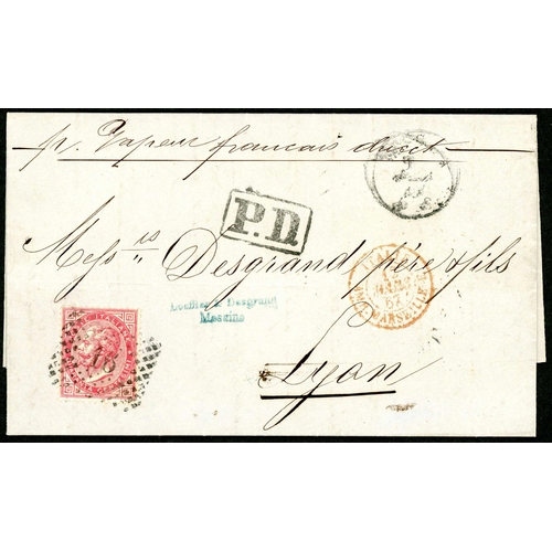 626 - MAIL TO OR FROM ITALY ON THE MARSEILLES-MALTA/ALEXANDRIA/CONSTANTINOPLE LINES - Quartet with 7 Nov. ... 