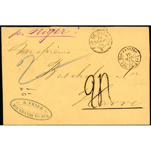 639 - MAIL FROM S.AMERICA - THE 2nd LINE J SERVICE; Range with Feb. 1870 unfranked EL to Lyon with 