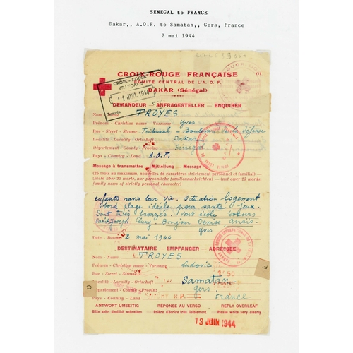 647 - WWII FRANCE & COLONIES RED CROSS POSTAL MESSAGE SCHEME - INCL. EXCEPTIONAL TOGO COVER: A superb coll... 