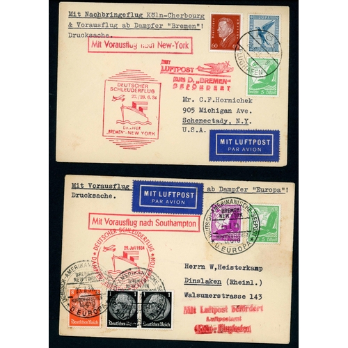 682 - 1930-35 'CATAPULT' COVERS: Selection of 12 different Air Mail covers, mostly to New York via ships 