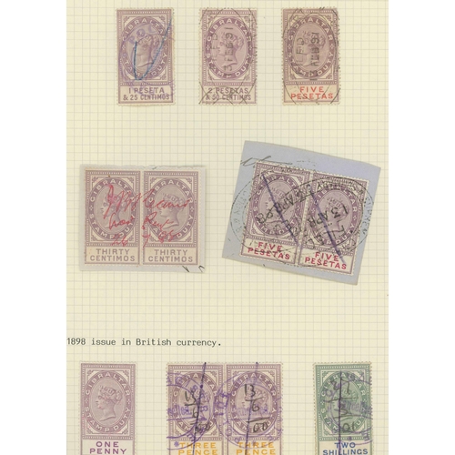 688 - LATE QV & KEVII GROUP; Range on mostly annotated leaves inc. 1890 20c reg. env. to Madrid franked 5c... 