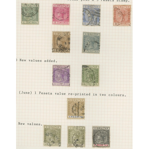 688 - LATE QV & KEVII GROUP; Range on mostly annotated leaves inc. 1890 20c reg. env. to Madrid franked 5c... 