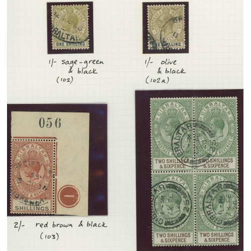 691 - KGV-QEII FINE USED COLLECTION ON ALBUM LEAVES: Ranges inc. KGV 1912-24 values to 1/-, noting block o... 