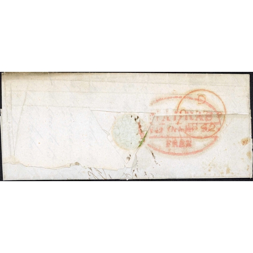 756 - OVAL AND FRAMED INDIA MARKS ON MAIL TO GB; Range on annotated leaves inc. 1842 EL (partly transcribe... 