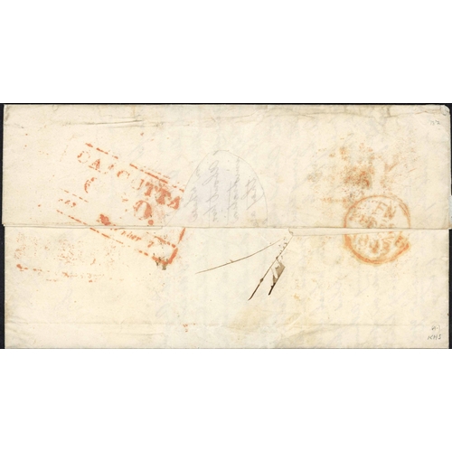 758 - INDI MARKING & CALCUTTA GPO DATESTAMP; 6 Nov. 1847 mostly fine EL 'Per Steamer 