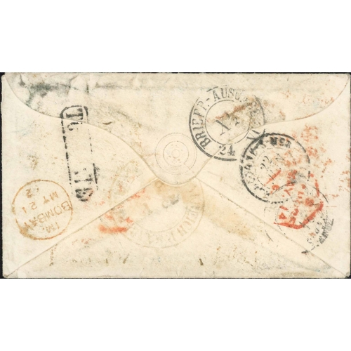 772 - QV FRANKED MAIL TO EUROPE; Range on leaves with 1862 envs. to France (redirected to Dresden) or Saxo... 