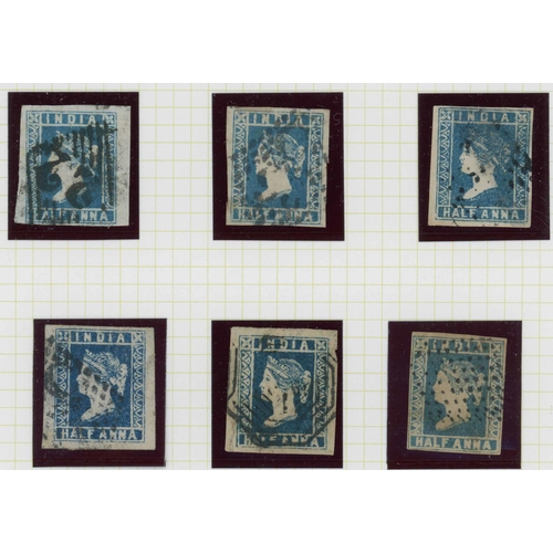 822 - 1854--55 ½a BLUE USED COLLECTION with Die 1 (15, inc. a strip of four, a pair in a pale shade), Die ... 