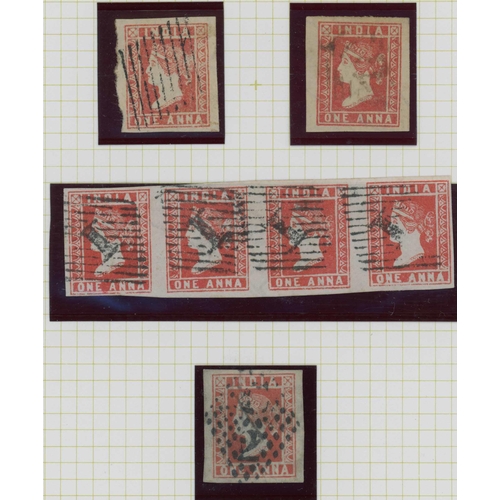 826 - 1854-55 1a RED USED SELECTION with Die 1 (9, inc. a block of four and Die II (7, inc. a strip of fou... 