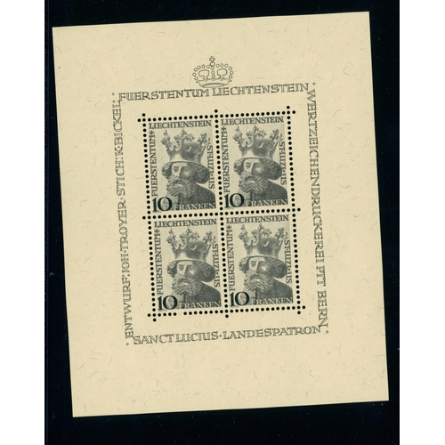 881 - 1938 RHEINBERGER & 1946 ST. LUCIUS  MINI SHEETS, ETC.: The small mint group inc. SG MS173 (50r x 4),... 