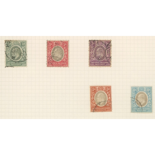 467 - KEVII MINT & USED EAST AFRICA & UGANDA COLLECTION ON ALBUM LEAVES: Includes 1903-04 mint range ½a to... 