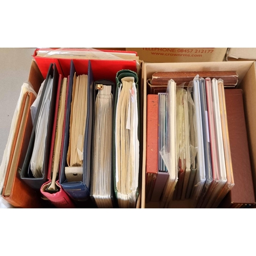 407 - MAINLY MODERN MINT & USED COLLECTIONS: Two cartons housing a qty of albums, stock books etc. Useful ... 