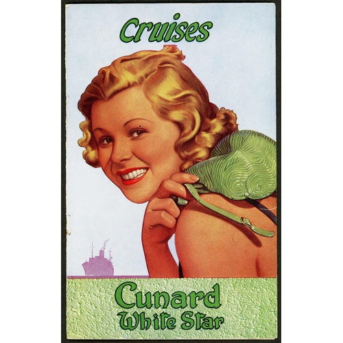 124 - CUNARD LINE EPHEMERA: An album & packet containing a 1920s-1980s collection of postcards depicting s... 