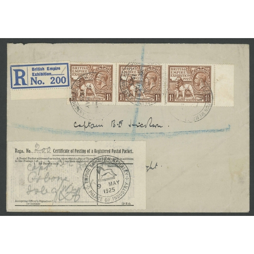 1451 - RARE REGISTERED PALACE OF ENGINEERING 1925 1st DAY COVER: 9 May 1925 env. to Osborne, I.O.W. franked... 