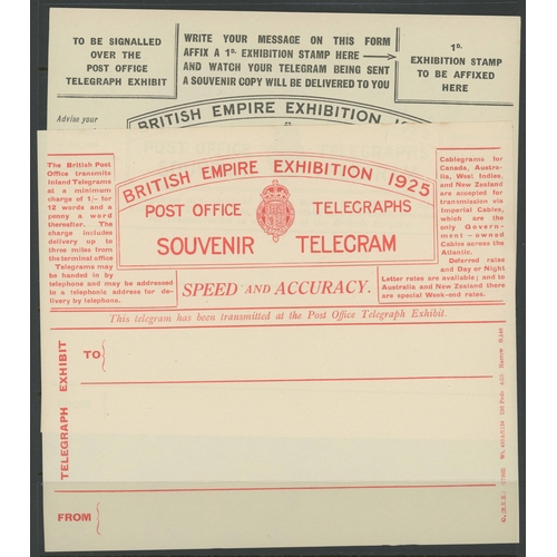 1456 - TELEGRAPH FORMS - UNUSED EXAMPLES: 1925 a pair of unused black and red souvenir telegraph forms. Fin... 