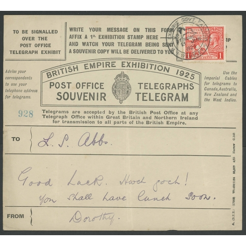 1457 - TELEGRAPH FORMS:1924 black telegraph form no 928 with 1d adhesive tied by the large 