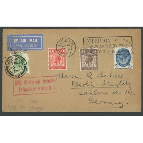 1459 - KGV 1929 PUC FDC AIR MAIL TO GERMANY: 10 May 1929 cover from London to Berlin franked with the set o... 