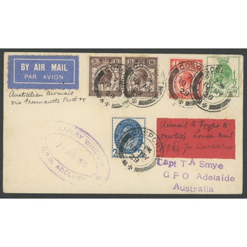 1461 - KGV 1929 PUC FDC AIR MAIL TO AUSTRALIA: 10 May 1929 Air Mail cover from Gosport to Australia, addres... 