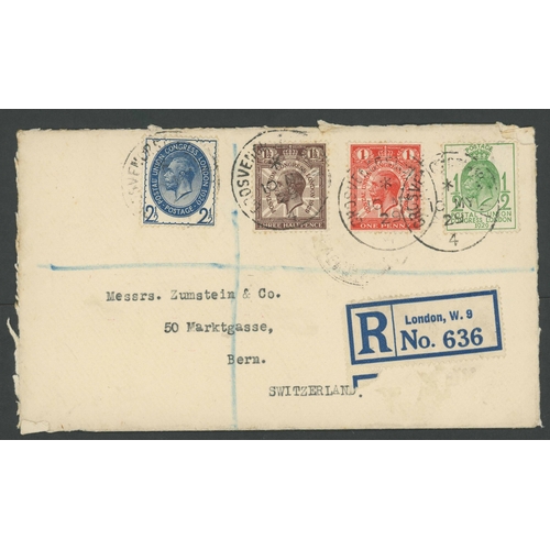 1463 - KGV 1929 PUC FDC TO SWITZERLAND: 10 May 1929 Regd. cover to Zumstein & Co., Bern, bearing the set of... 