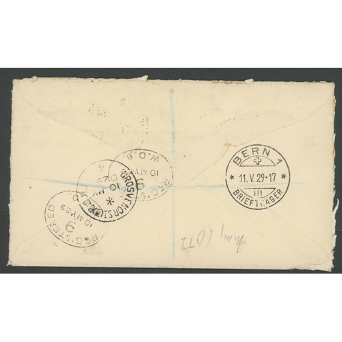 1463 - KGV 1929 PUC FDC TO SWITZERLAND: 10 May 1929 Regd. cover to Zumstein & Co., Bern, bearing the set of... 