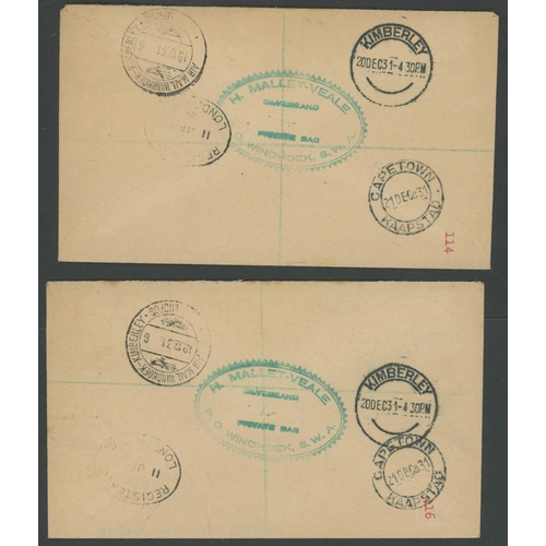 163 - EARLY SOUTH AFRICA/SOUTH WEST AFRICA AIR MAIL COVERS: Group of c.1931/32 Air Mails, mostly First Fli... 