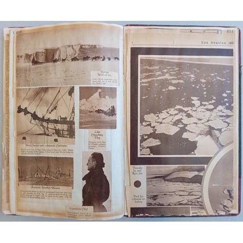 206 - BYRD EXPEDITION - NEWSPAPER CUTTINGS: A slim hardbound scrap book containing many newspaper cuttings... 