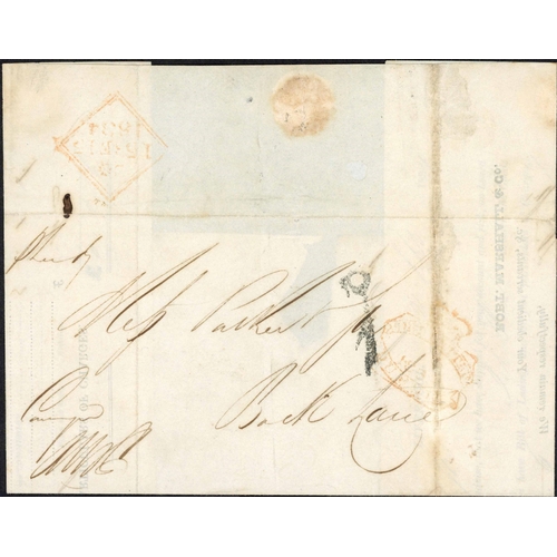 2137 - DUBLIN CROWN SHIP LETTER MARK; Pair of Sep./Dec.1834 EL's (file folds; one with a separate summary o... 