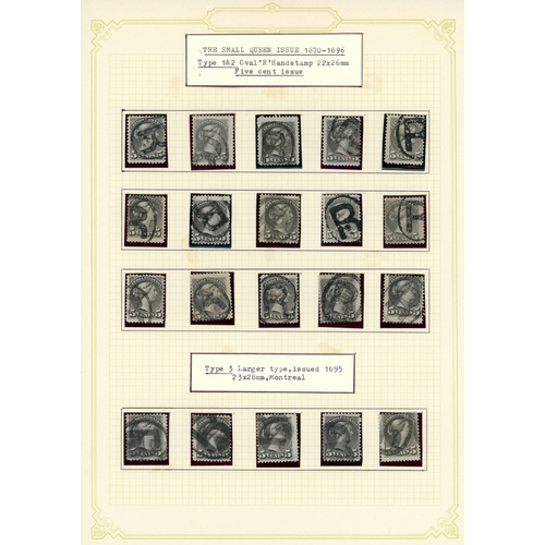 333 - QV-QEII REGISTERED HANDSTAMPS: Collection on album leaves. Mostly Small Queen issues but some later ... 