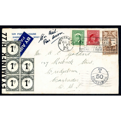 352 - 1943-44 TRANSATLANTIC AIR MAIL - UK & COMMONWEALTH: An album containing a range of air mail covers m... 