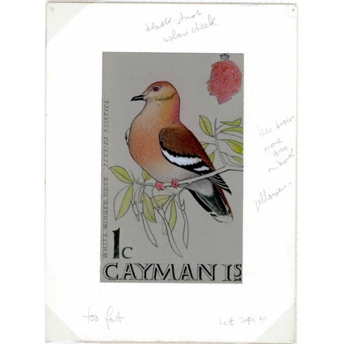 359 - ORIGINAL ARTWORK - 1974 BIRDS ISSUE: Six original trial colour drawings, and a hand drawn colour des... 