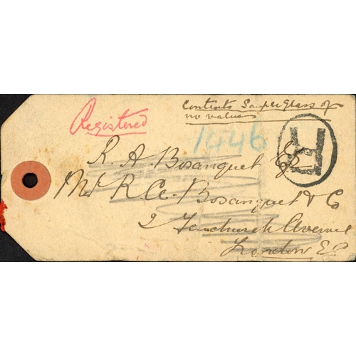 363 - SAMPLE POSTS; Trio with 1905 parcel tag to London ex Colombo franked KEVII 15c (3), 5c & 2c with ova... 