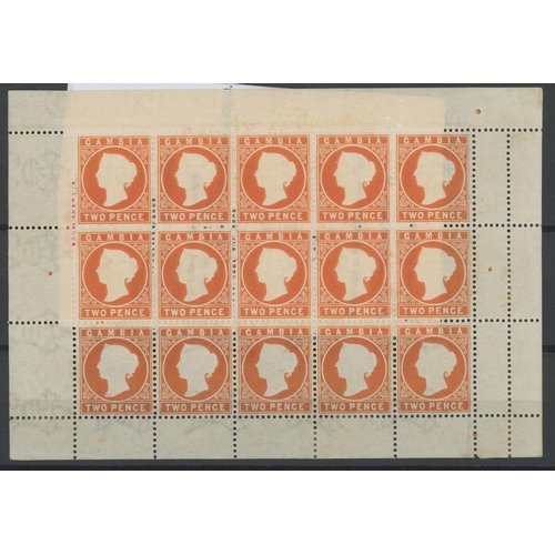 410 - 1886-93 QV CAMEO SHEETLETS: 2d orange (shades) wmk Crown CA sideways in 2 sheetlets, each of 15 stam... 