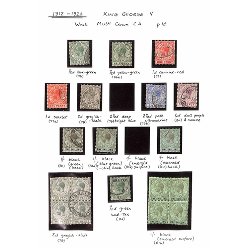 436 - KGV-QEII FINE USED COLLECTION ON ALBUM LEAVES: Range inc. KGV 1912-24 values to 1/-, noting block of... 