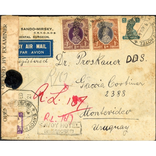 484 - ** WWII MAIL; Range with 1940 airmail env. to NY ex Calcutta franked 1r (3) + 6a (2) & 3a6p with fra... 