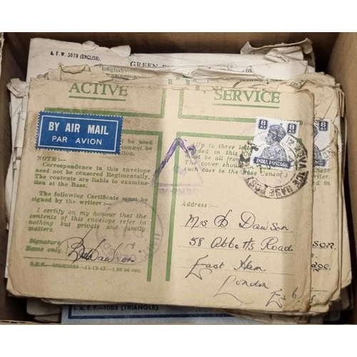 485 - WWII - BRITISH FORCES IN INDIA; Small carton with WWII period correspondence to the same addressee i... 