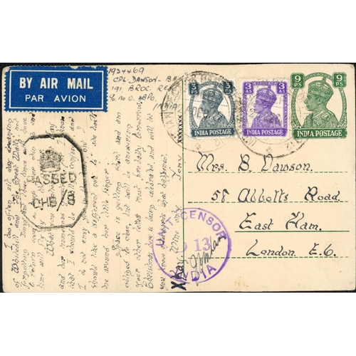 485 - WWII - BRITISH FORCES IN INDIA; Small carton with WWII period correspondence to the same addressee i... 