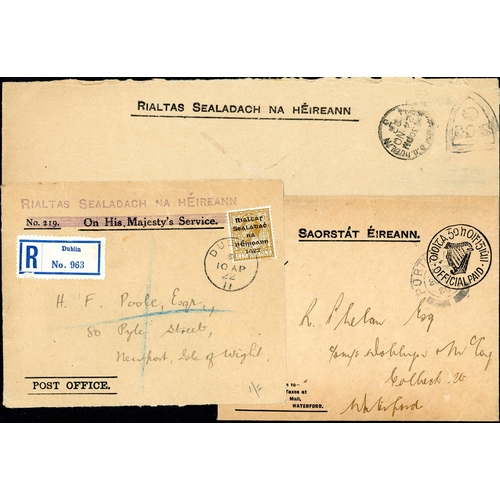 496 - 1920s GROUP OF OFFICIAL MAIL - inc. Aug. 1921 large OHMS env. (opening faults) to Dover with 2d oran... 